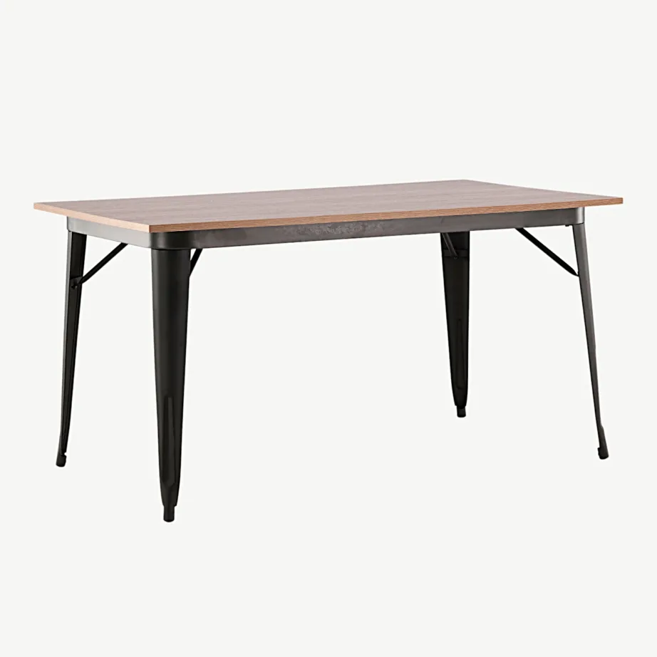 Pähklitooni söögilaud Tempe mustade metalljalgadega (140 × 80 cm), 19996-290 – 3