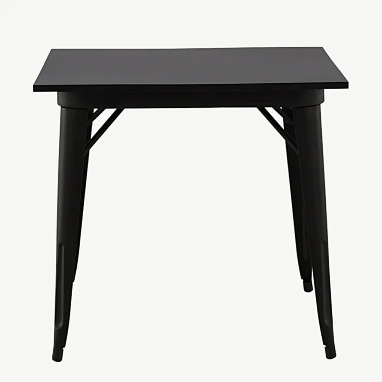 Must ristkülikukujuline söögilaud Tempe (MDF-plaat, metalljalad, 80x80 cm) - 19996-310