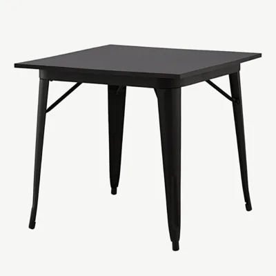 Must ristkülikukujuline söögilaud Tempe (MDF-plaat, metalljalad, 80x80 cm) - 19996-310