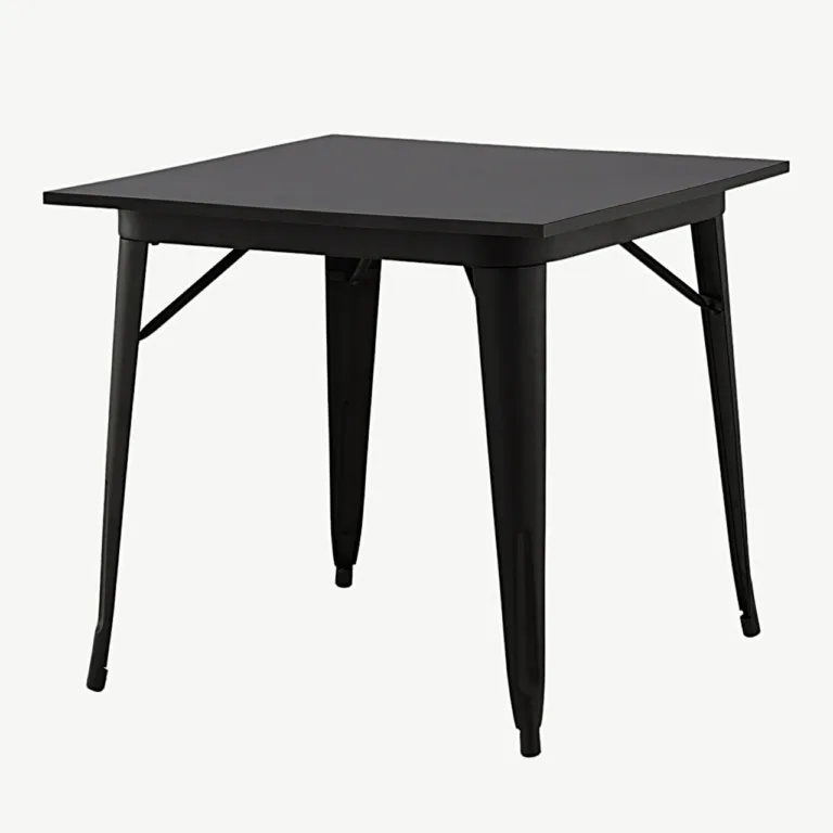 Must ristkülikukujuline söögilaud Tempe (MDF-plaat, metalljalad, 80x80 cm) - 19996-310