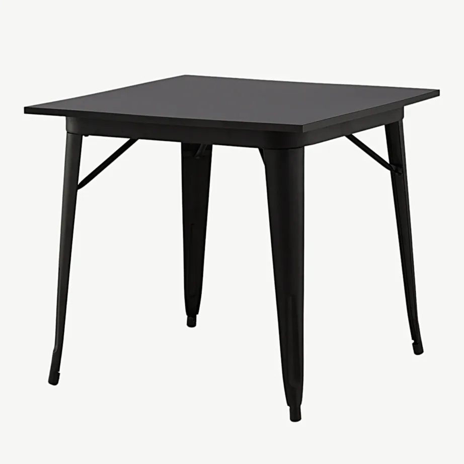 Must ristkülikukujuline söögilaud Tempe (MDF-plaat, metalljalad, 80×80 cm), 19996-310