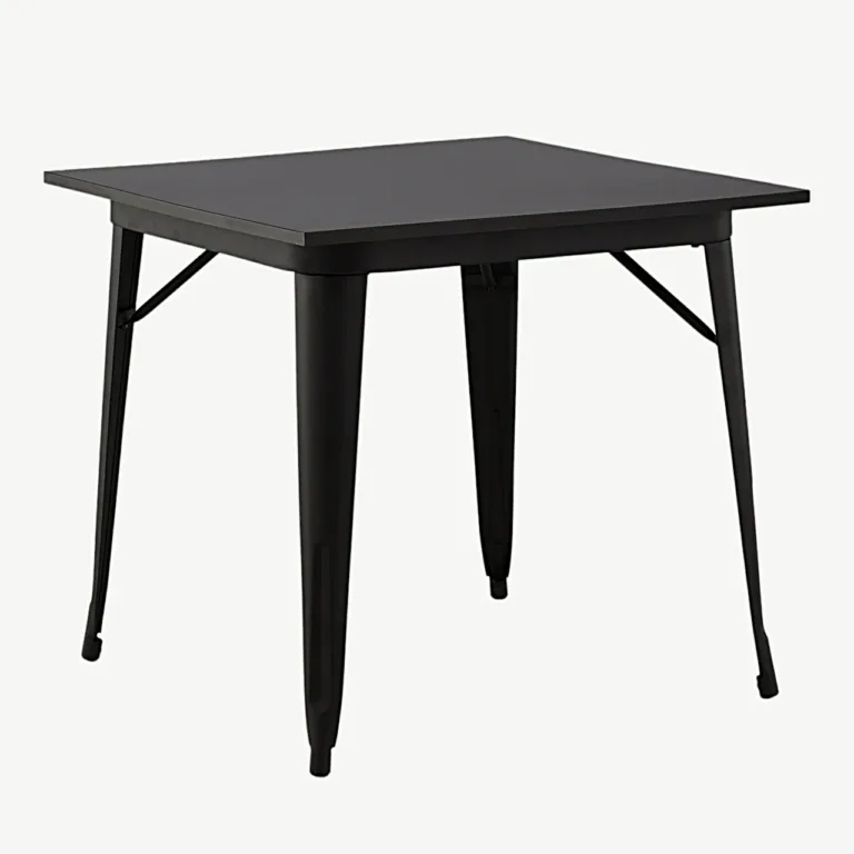 Must ristkülikukujuline söögilaud Tempe (MDF-plaat, metalljalad, 80x80 cm) - 19996-310