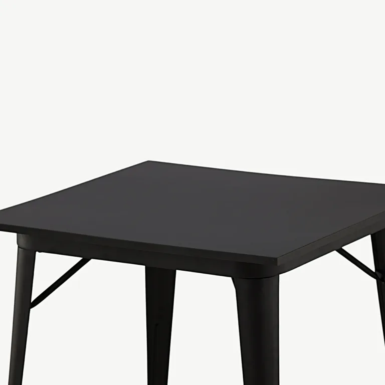 Must ristkülikukujuline söögilaud Tempe (MDF-plaat, metalljalad, 80x80 cm) - 19996-310