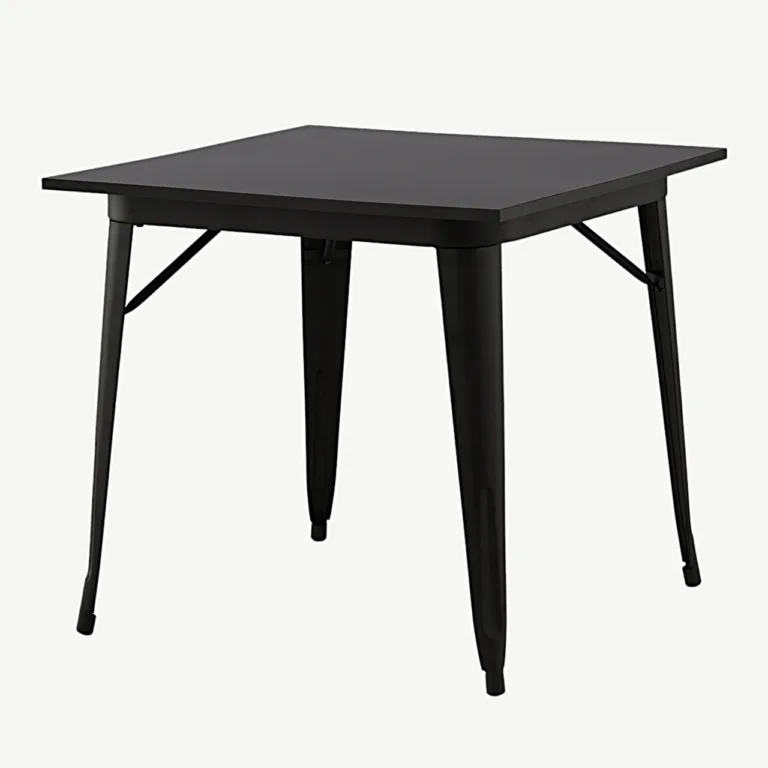 Must ristkülikukujuline söögilaud Tempe (MDF-plaat, metalljalad, 80x80 cm) - 19996-310