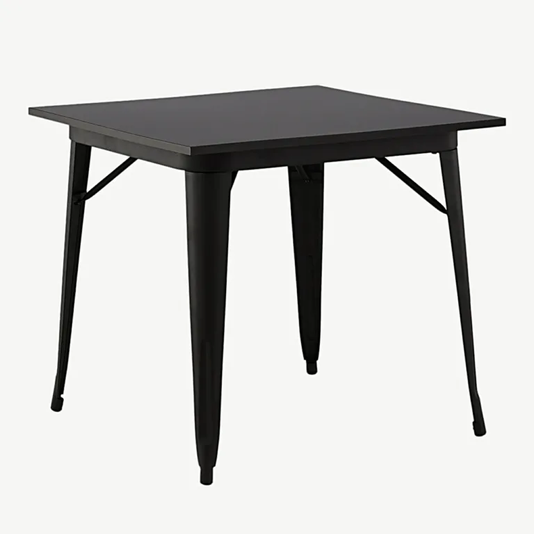 Must ristkülikukujuline söögilaud Tempe (MDF-plaat, metalljalad, 80x80 cm) - 19996-310