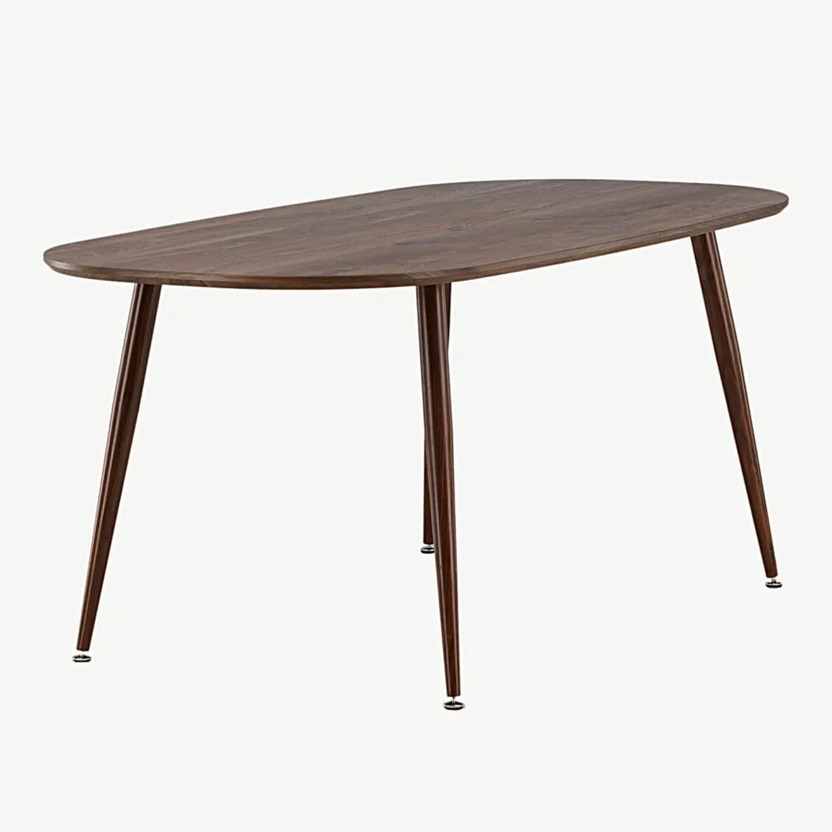 Ovaalne tumepruun söögilaud Sanford, 180×90 cm (MDF, terasjalad), 19996-340