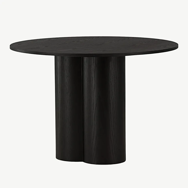 Must ümmargune söögilaud Olivia, MDF ja tammevineer, ø110 cm - 19996-428