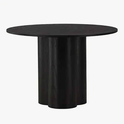 Must ümmargune söögilaud Olivia, MDF ja tammevineer, ø110 cm - 19996-428