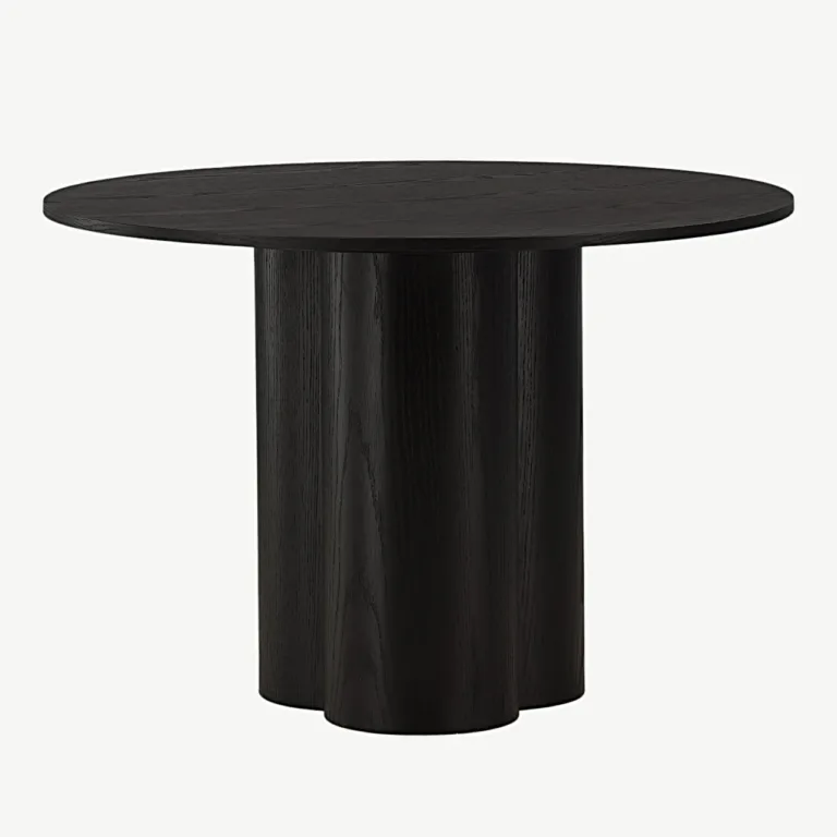 Must ümmargune söögilaud Olivia, MDF ja tammevineer, ø110 cm - 19996-428