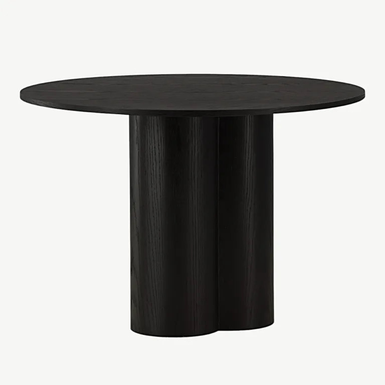 Must ümmargune söögilaud Olivia, MDF ja tammevineer, ø110 cm - 19996-428