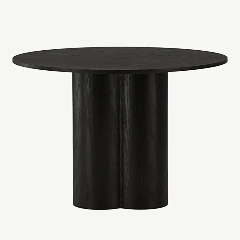 Must ümmargune söögilaud Olivia, MDF ja tammevineer, ø110 cm - 19996-428