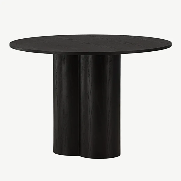 Must ümmargune söögilaud Olivia, MDF ja tammevineer, ø110 cm - 19996-428