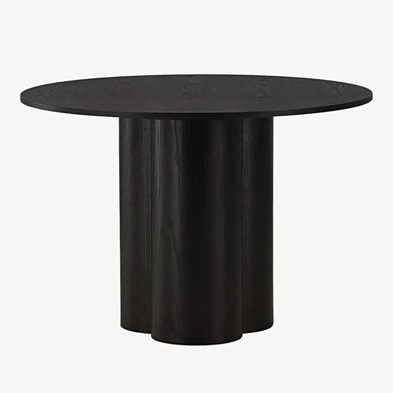Must ümmargune söögilaud Olivia, MDF ja tammevineer, ø110 cm - 19996-428