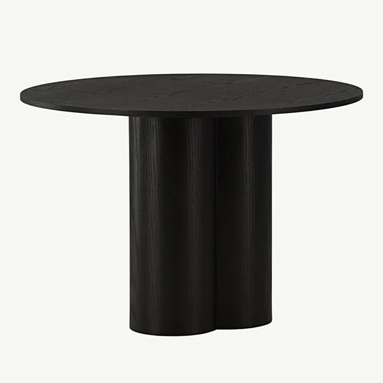 Must ümmargune söögilaud Olivia, MDF ja tammevineer, ø110 cm - 19996-428