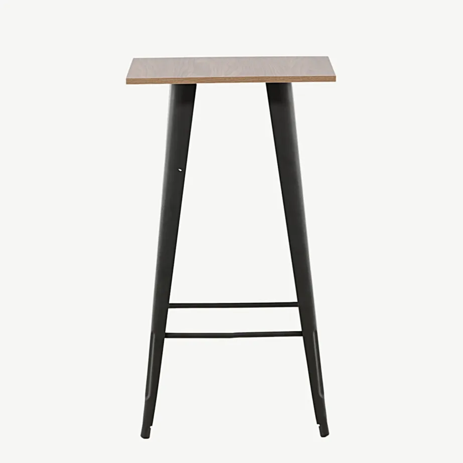 Pähklitooni MDF lauaplaadiga baarilaud Tempe mustade metalljalgadega, 19997-050 – 2