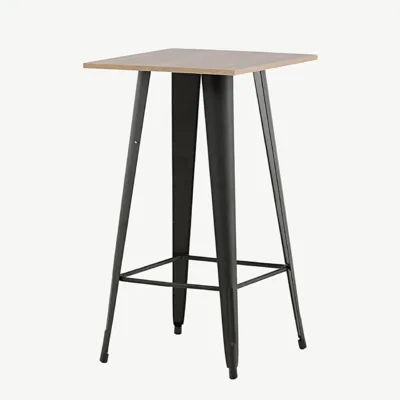 Pähklitooni MDF lauaplaadiga baarilaud Tempe mustade metalljalgadega - 19997-050
