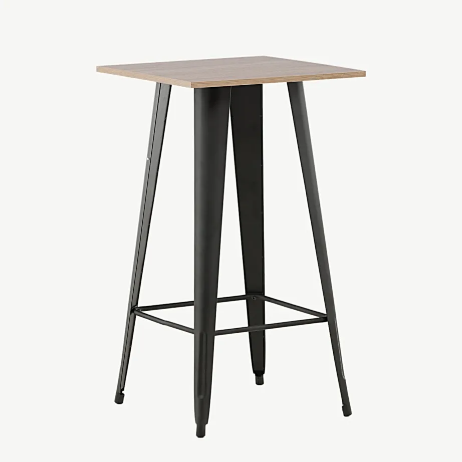 Pähklitooni MDF lauaplaadiga baarilaud Tempe mustade metalljalgadega, 19997-050 – 3