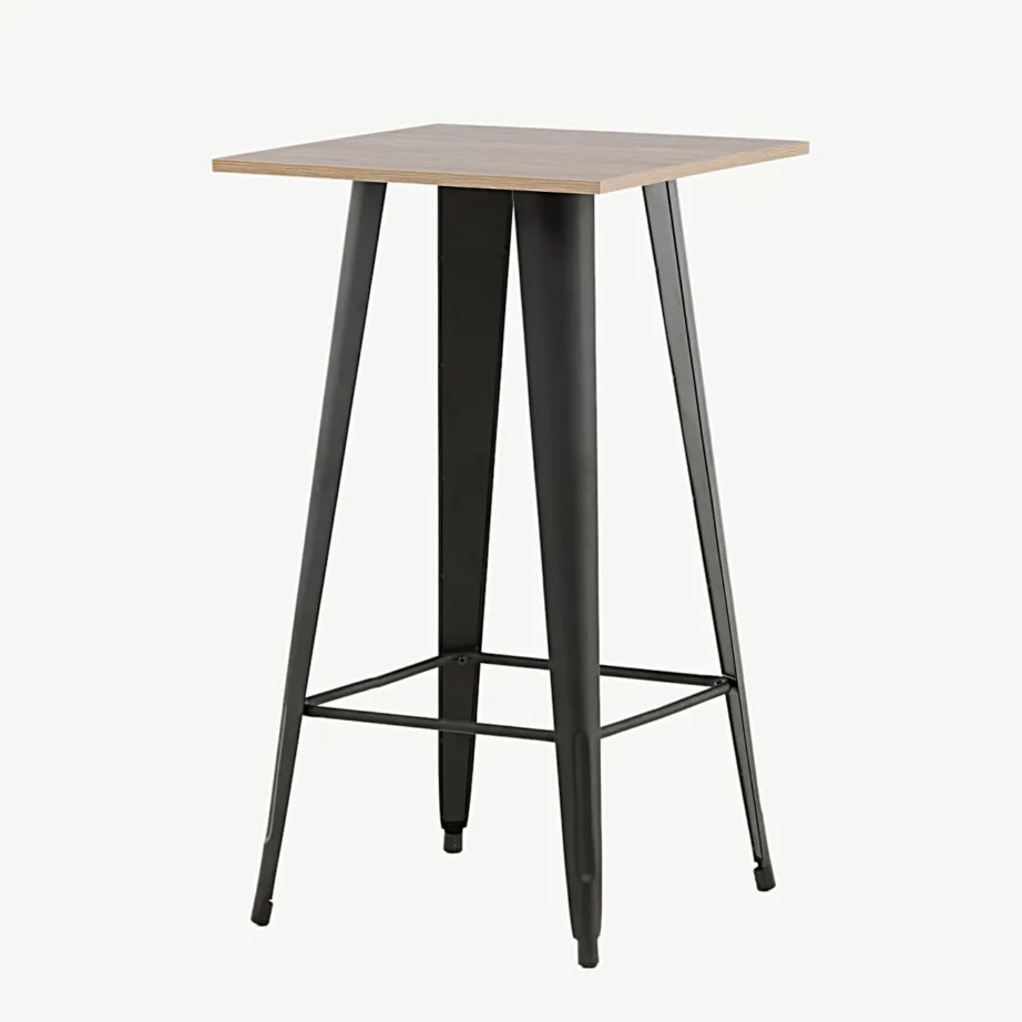 Pähklitooni MDF lauaplaadiga baarilaud Tempe mustade metalljalgadega, 19997-050 – 5