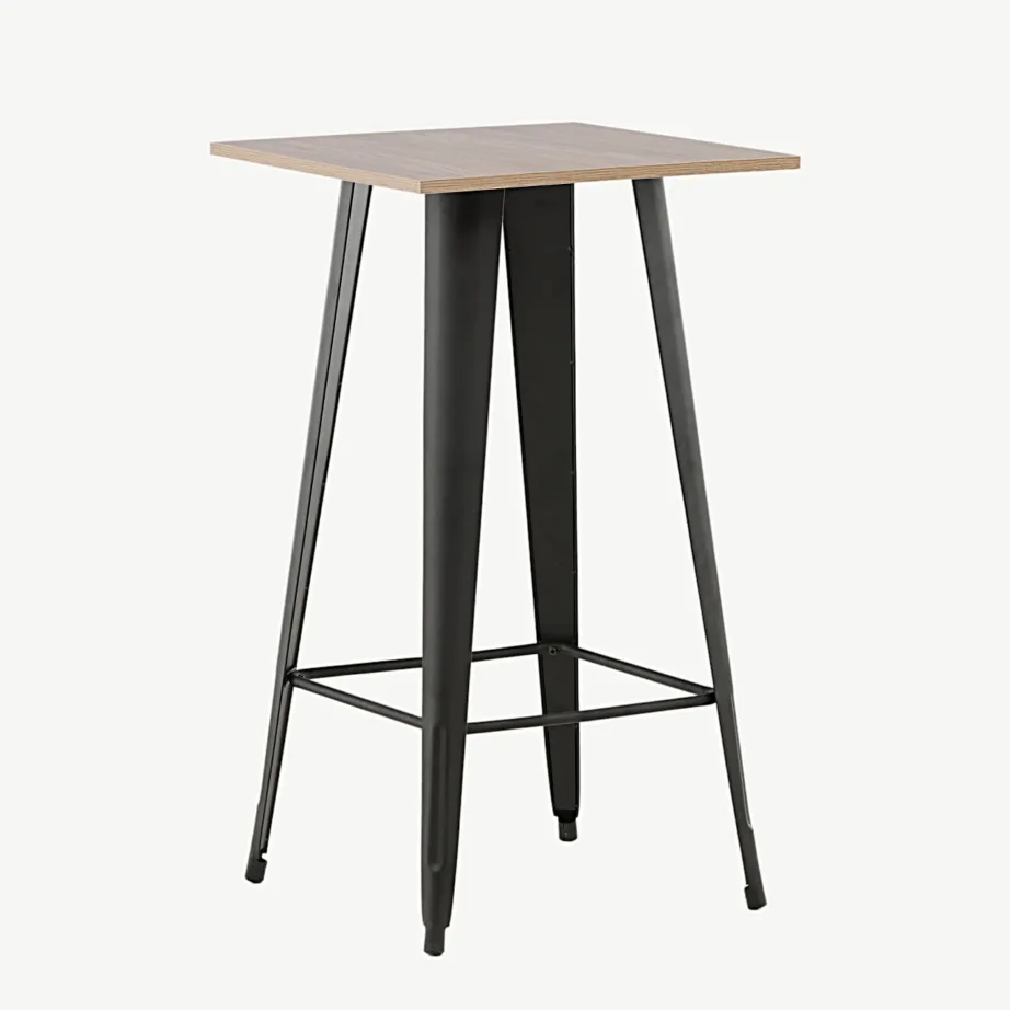 Pähklitooni MDF lauaplaadiga baarilaud Tempe mustade metalljalgadega, 19997-050 – 6