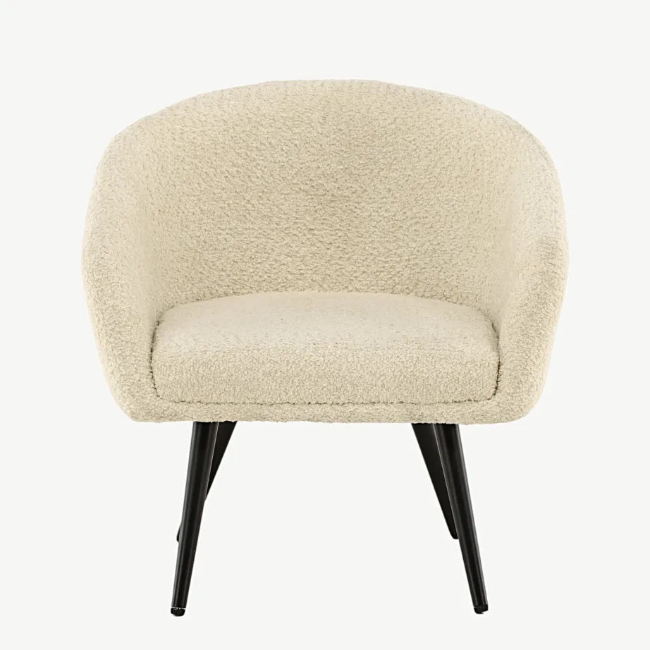 Laste tugitool Fluffy Kids – valge buklee-kangas ja mustad terasjalad, 19998-040 – 4