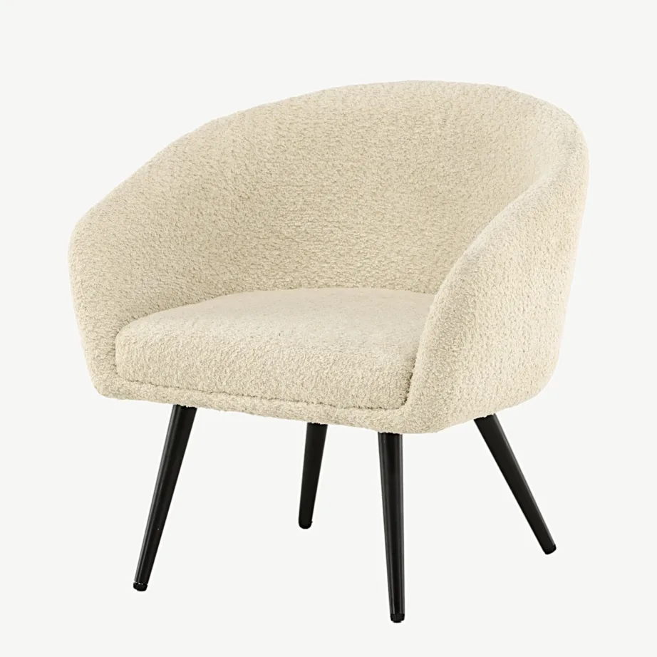 Laste tugitool Fluffy Kids – valge buklee-kangas ja mustad terasjalad, 19998-040 – 5