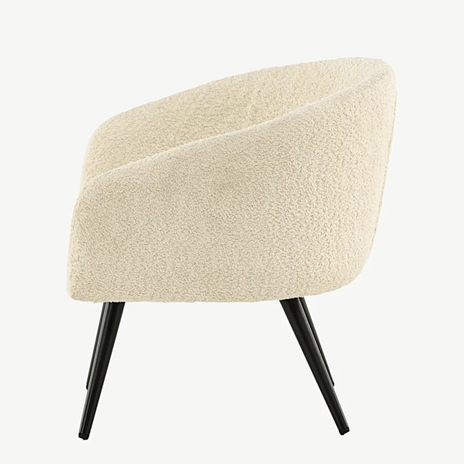 Laste tugitool Fluffy Kids – valge buklee-kangas ja mustad terasjalad, 19998-040 – 7