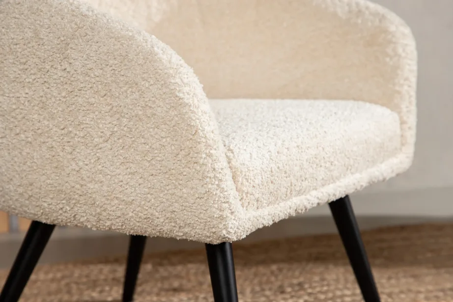 Laste tugitool Fluffy Kids – valge buklee-kangas ja mustad terasjalad, 19998-040 – 9