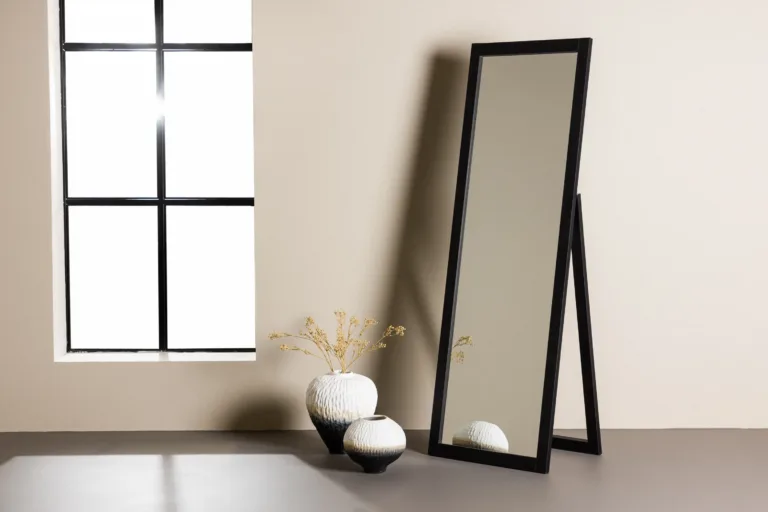 Pikliku musta MDF-raamiga peegel Sebring, 55 × 170 cm - 19999-111