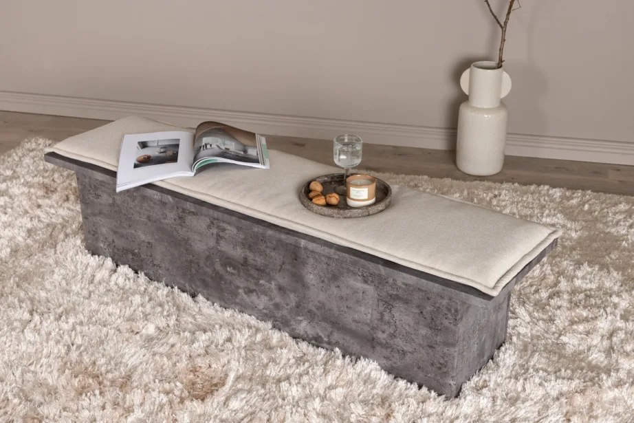 Tööstusliku stiili hall pink Kellogg linase istmepadjaga, 160 cm, 19999-120 – 9