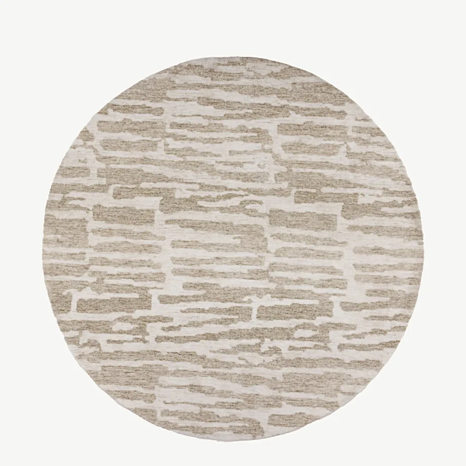 Milos ümmargune beež-valge vaip (ø 200 cm, polüester-puuvill), 20011-112