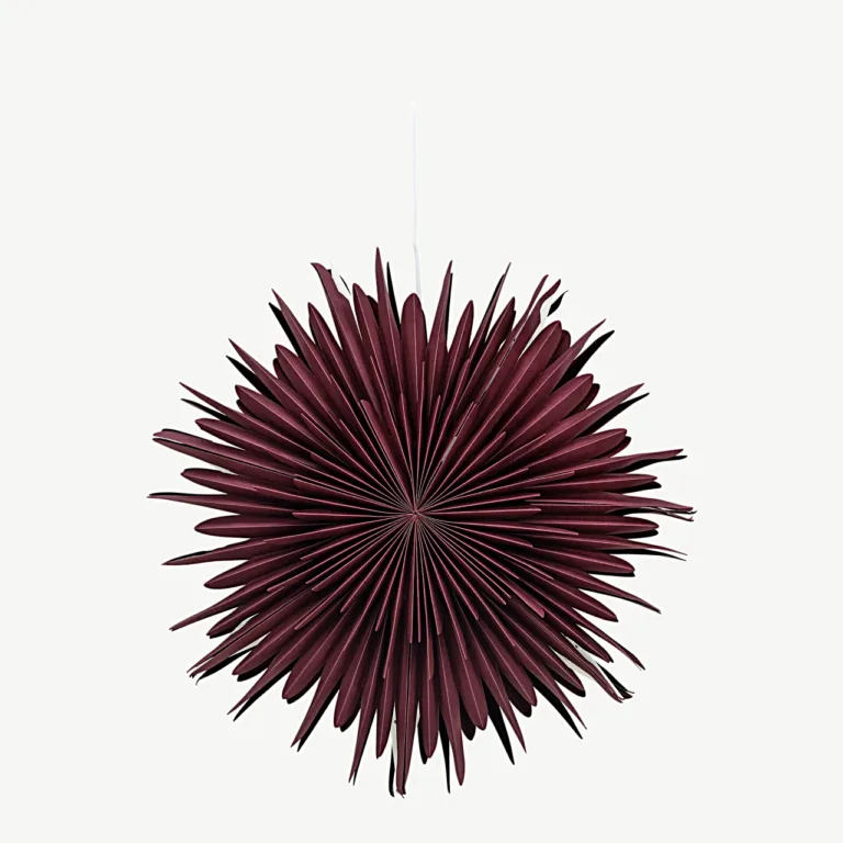 Säleni tumepunane tähekujuline paberist rippvalgusti, läbimõõt 60 cm, valge juhtmega - 20032-112