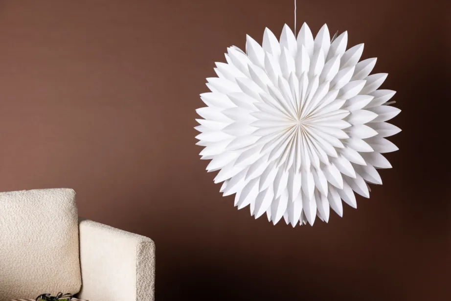 Valge paberist jõulutähekujuline rippvalgusti Storlien, läbimõõt 80 cm, 20036-101 – 5