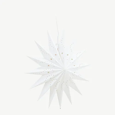Valge tähekujuline rippvalgusti Lindvallen, paberist (51 cm, juhtmega) - 20037-101