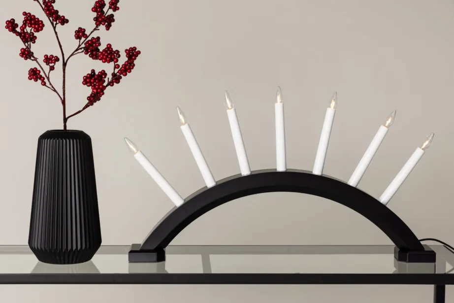 Kebnekaise must advendilaualamp männipuidust, 7 valge pirniga, 20039-100 – 9