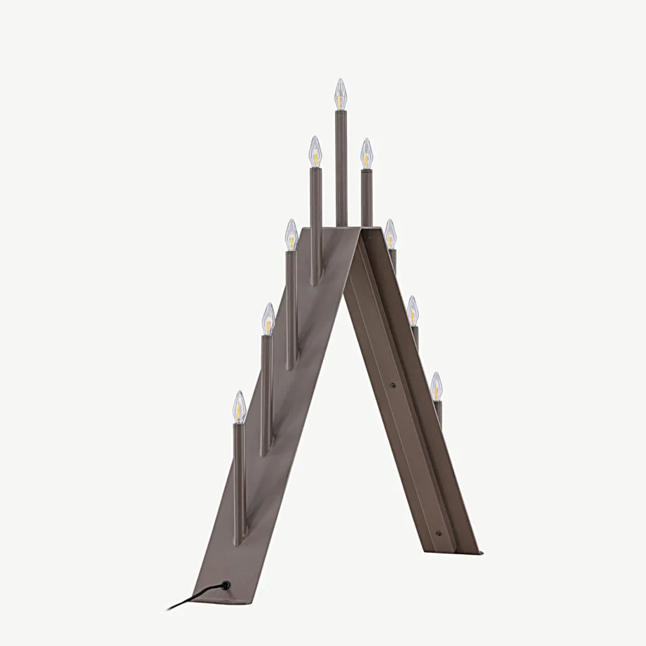 Mokkavärvi terasest lauavalgusti Åre kolmnurkse advendiküünlajala stiilis, 64 cm, 20040-125 – 5