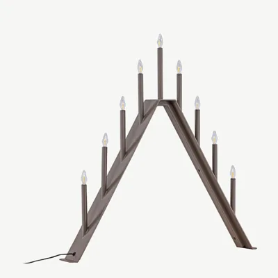 Mokkavärvi terasest lauavalgusti Åre kolmnurkse advendiküünlajala stiilis, 64 cm - 20040-125