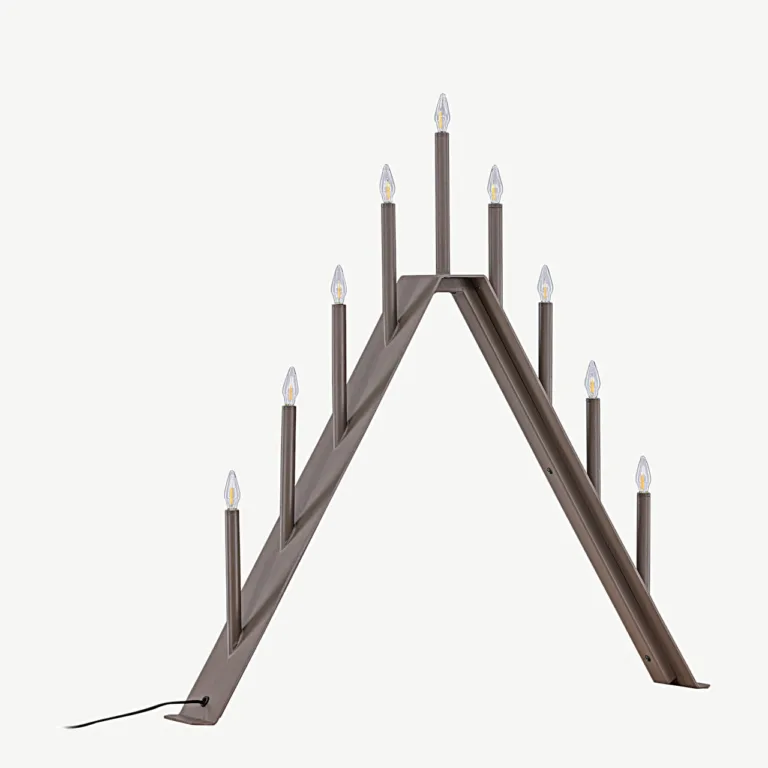 Mokkavärvi terasest lauavalgusti Åre kolmnurkse advendiküünlajala stiilis, 64 cm - 20040-125