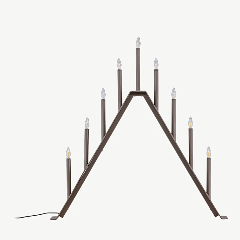 Mokkavärvi terasest lauavalgusti Åre kolmnurkse advendiküünlajala stiilis, 64 cm - 20040-125