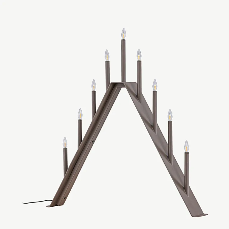 Mokkavärvi terasest lauavalgusti Åre kolmnurkse advendiküünlajala stiilis, 64 cm - 20040-125