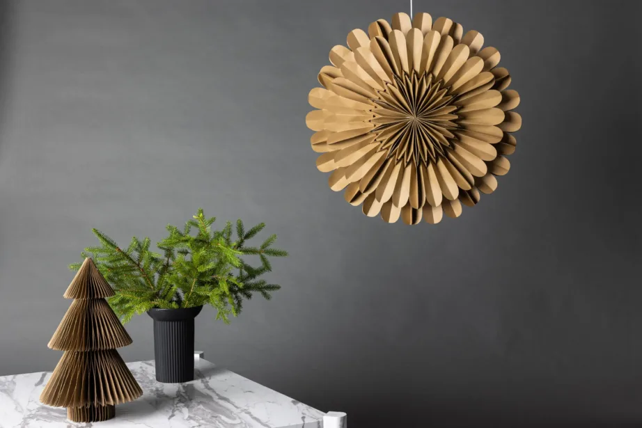 Pruun-kuldse tooniga paberripplamp Järvsön, ø60 cm, riputatav, 20048-103 – 5