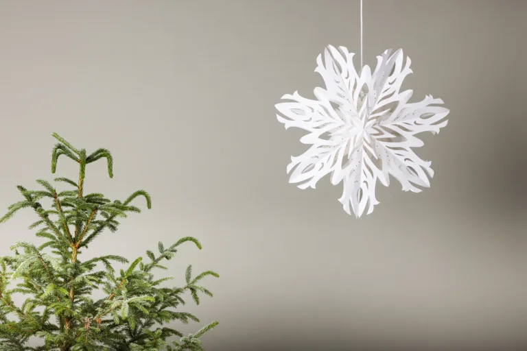 Valge paberist lumekristallikujuline ripplamp Hundfjället, ø60 cm, lülitiga juhtmega - 20049-101