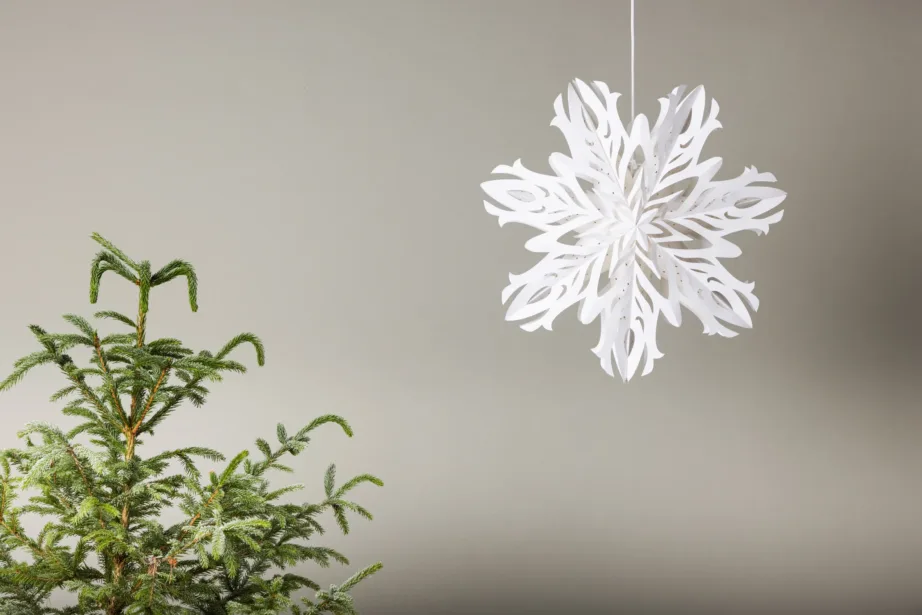 Valge paberist lumekristallikujuline ripplamp Hundfjället, ø60 cm, lülitiga juhtmega, 20049-101 – 5