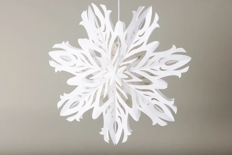 Valge paberist lumekristallikujuline ripplamp Hundfjället, ø60 cm, lülitiga juhtmega - 20049-101