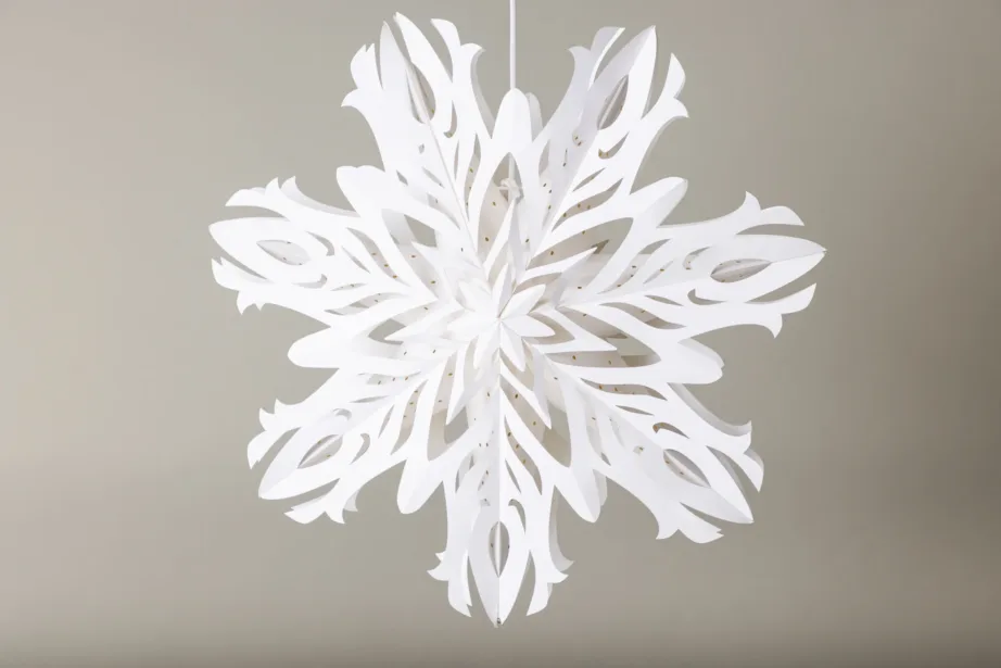 Valge paberist lumekristallikujuline ripplamp Hundfjället, ø60 cm, lülitiga juhtmega, 20049-101 – 6