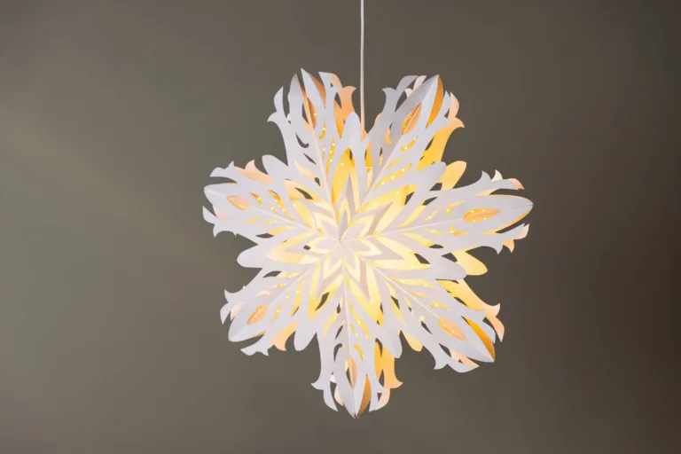 Valge paberist lumekristallikujuline ripplamp Hundfjället, ø60 cm, lülitiga juhtmega - 20049-101
