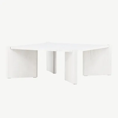 Rogalandi valge peitsiga MDF-ist diivanilaud (100 × 100 cm) - 20062-120