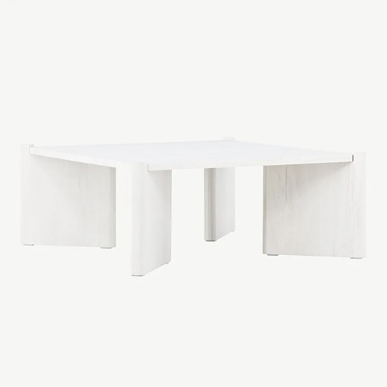 Rogalandi valge peitsiga MDF-ist diivanilaud (100 × 100 cm) - 20062-120