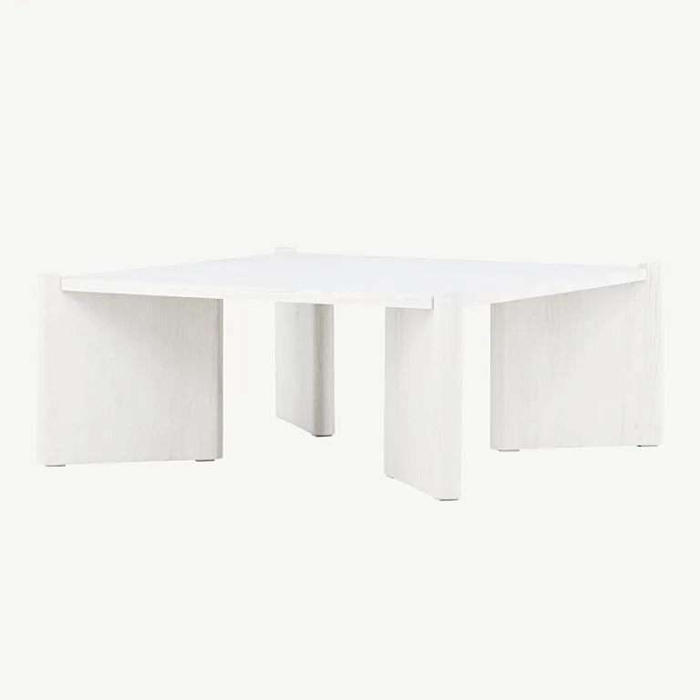 Rogalandi valge peitsiga MDF-ist diivanilaud (100 × 100 cm) - 20062-120