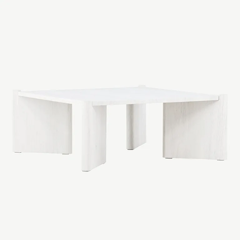 Rogalandi valge peitsiga MDF-ist diivanilaud (100 × 100 cm) - 20062-120