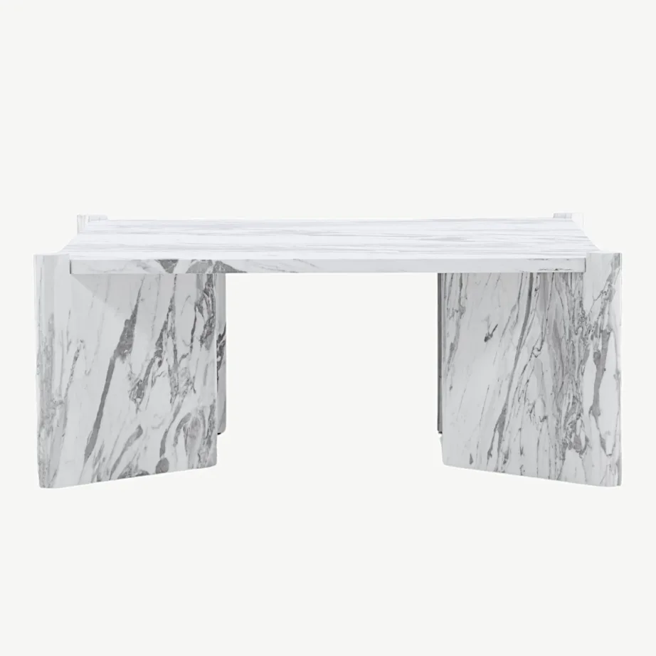 Rogaland ruudukujuline diivanilaud, valge marmorimustriga MDF, 100 × 100 cm, 20062-121 – 2